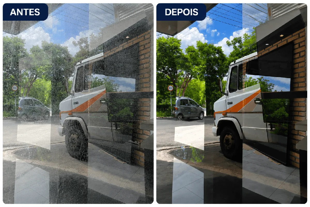 Fachada comercial — vidros cristalinos